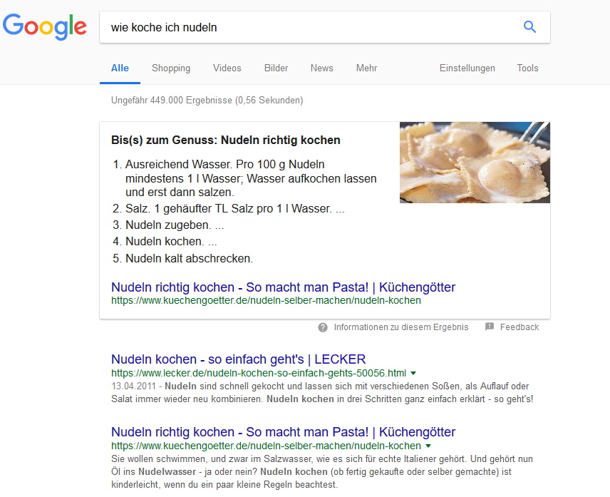 Featured Snippets Anleitungs Snippet