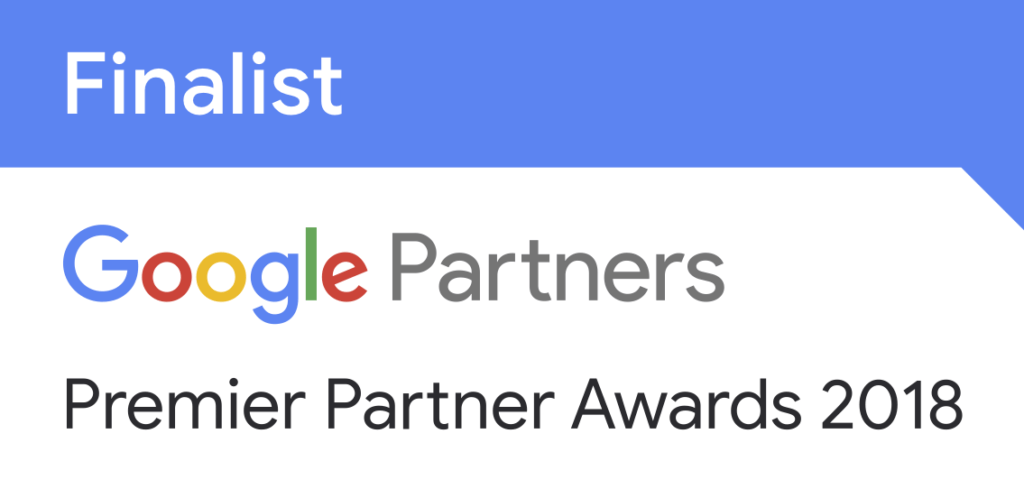 Überschrift: Finalist. Google Partners. Premier Partner Awards 2018