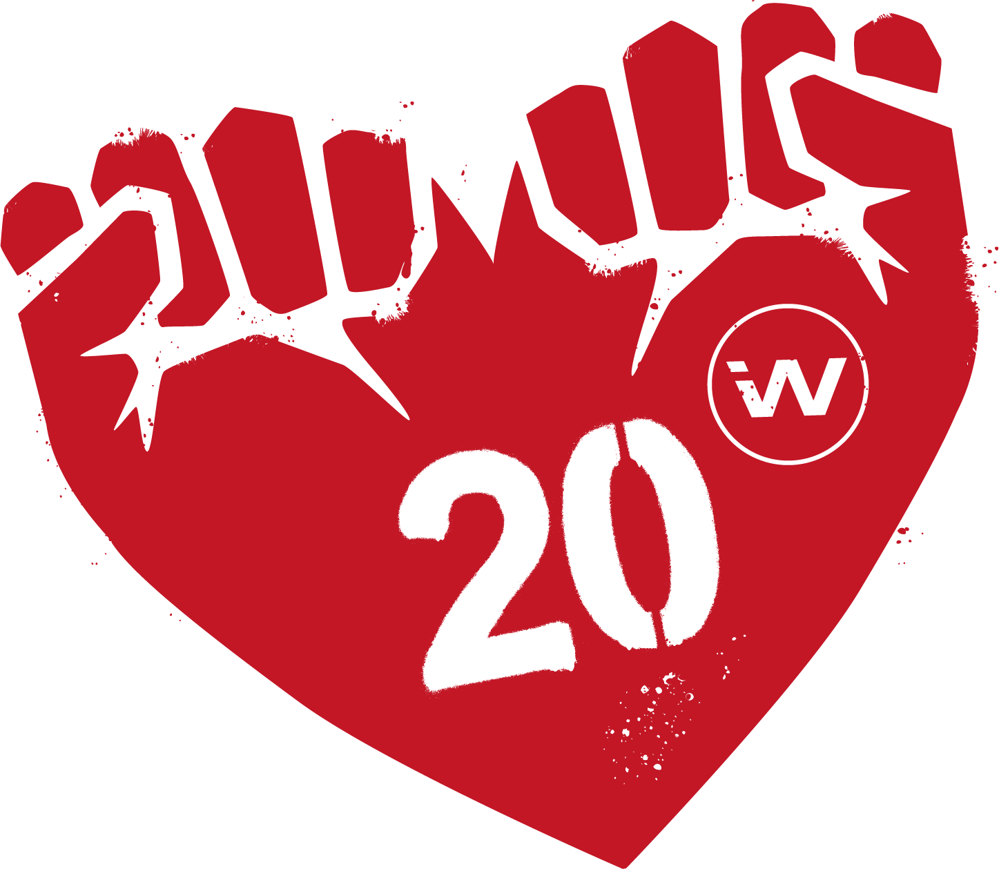 20 Jahre internetwarriors Logo - rotes Herz